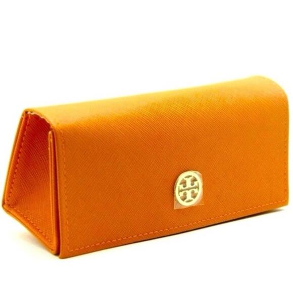TORY BURCH AUTHENTIC EYEGLASSES GLASSES CASE in Orange Leather - Picture 1 of 4